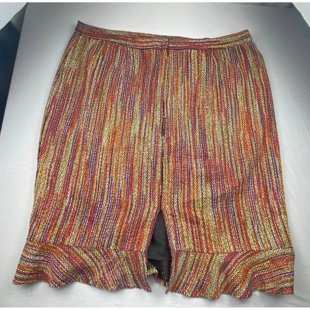 J.P.C. Women's Size 18 Colorful Striped Knit Ruffle Hem Skirt Purple Orange Pink